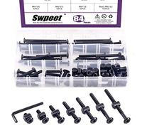 Swpeet 120 pezzi nero M6 × 15/25/35/45/55/65/75 mm, kit di viti per culla a testa esagonale per culla culla e dadi con 1 chiave a brugola, perfetto per mobili, culle, viti per culle