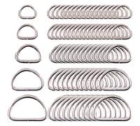 Swpeet 120 pz assortiti multiuso metallo D anello semicircolare con anello a D per Hardware Bags anello mano DIY accessori - 1/5,1 cm ", 5/20,3 cm", 3/10,2 cm, 2,5 cm, 5/10,2 cm