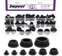 Swpeet 120Pcs 9 dimensioni 0,12 "0,16" 1/5 "1/4" 0,27 "5/16" 3/8 "1/2" 5/8 "Spine in gomma nera per il kit dei fori rotondi, spina in silicone, tappo in gomma a forma di T, chiusura della spina del