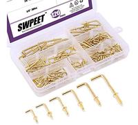 Swpeet 120PCS Kit di Ganci Quadrati in Metallo Placcato Oro - 6 Taglie, Viti Autofilettanti per Casa/Lavoro/Ufficio