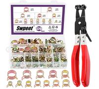 Swpeet 121 fascette stringitubo a molla da 7 a 22 mm con fascia piatta girevole per tubo flessibile del carburante Kit assortimento, pinza per tubo di aspirazione in silicone, morsetto a clip ad aria a bassa pressione per fascette stringitubo