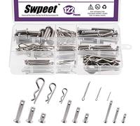 Swpeet 122 perni a forcella in acciaio inox 304 M4 M6 M8 con coppiglia in acciaio zincato M1.5 M2 M3 e clip di fissaggio Set di clip per gancio di fissaggio, foro di fissaggio, perno rotondo