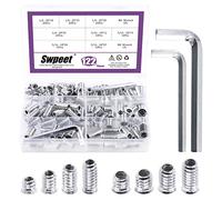 Swpeet 122 pezzi bianco zinco placcato acciaio al carbonio mobili vite nel dado filettato inserti in legno inserti filettati bullone di fissaggio connettore esagonale (1/4 "+ 5/16" assortimento kit)