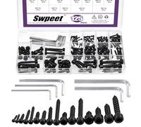 Swpeet 125Pcs 16 Dimensioni M2 M3 M4 M5 M6 304 in Acciaio Inossidabile Nero Hex Socket Cap Testa Vite Auto-Tapping con 5 Dimensioni Hex Key Assortiment Kit, Testa di Presa Esagonale