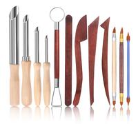 Swpeet 12Pcs Modelling Clay Sculpting Tools Kit, Taglieri foro in argilla circolari, penne in gomma, coltelli di scultura in legno, Kit di scultura di utensili in ceramica per la modellazione, scultur