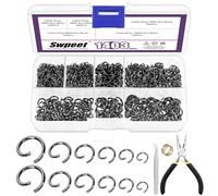 Swpeet 1403 anelli aperti di dimensioni miste da 4-10 mm, con pinzette, pinze per anelli di salto e apri-anelli, connettori per la creazione di gioielli e riparazione di collane