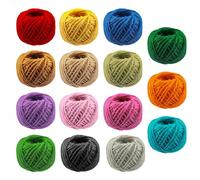 Swpeet 15 pezzi di spago di iuta con 15 colori 2 mm 3 strati di iuta naturale per confezioni regalo, appendere piante, opere d'arte, artigianato fai da te, esposizione di immagini e decorazioni e