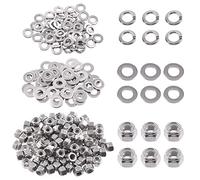 Swpeet 150 dadi esagonali SAE 304 in acciaio inox 1/4 "-20 e rondelle piatte da 1/4" con kit di assortimento di rondelle di bloccaggio separate, dado di bloccaggio esagonale per uso domestico