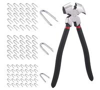 Swpeet 151Pcs 15 cm Pinze per recinzione e set di graffette in filo d'acciaio di 3 dimensioni 1,9 cm 1,3 cm 0,8 cm, strumenti per recinzioni, pinze estrattori di chiodi, estrattore di graffette