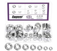 Swpeet 160 pezzi 7 misure #4#6#8#10#12#14#16 argento 304 acciaio inox finitura a contrasto set di dischi assortimento, guarnizione per lavatrice, tazza di finitura lavatrice per viti costruzione