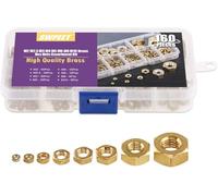 Swpeet 160Pcs Metrico M2 M2.5 M3 M4 M5 M6 M8 M10 Kit di assortimento di dadi esacciolari in ottone, dadi esacciolari finiti completi Perfetto per l'uso con bobine da pesca, biciclette