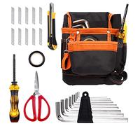 Swpeet 16Pcs Elettrician Tool Pouch con utensili, Pouch per utensili, Allen Wrenches Forci cacciavite, Utility Knife con lame, Kit cintura per utensili per elettricista falegname costruzione tecnico