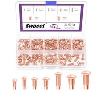 Swpeet 170 pezzi M2 M2.5 M3 M4 × 6 mm 8 mm 10 mm rosso rame solido kit di rivetti semicircolari per la riparazione di barche, aerei