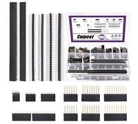 Swpeet 190 pezzi 14 tipi 2,54 mm maschio e femmina pin intestazione presa connettore striscia assortimento kit, ago lungo e corto femmina pin intestazione presa curva dritto pin
