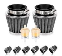 Swpeet 2 filtri dell'aria per moto da 42 mm con 2 filtri del carburante, kit universale di ricambio per aspirapolvere a cono per moto da cross e scooter da 50 cc, 110 cc, 125 cc, 150 cc, 200 cc, ATV e