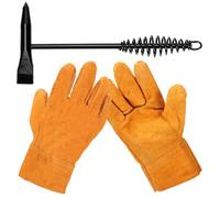 Swpeet 2 martelli per saldatura da 25,4 cm e guanti da saldatura da 25,4 cm, martello per scorie di saldatura con manico a molla elicoidale, strumento per la rimozione delle scorie per la pulizia e la