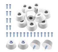 Swpeet 20 cuscinetti rotondi bianchi in gomma per mobili, con 22 viti M5 x 25 mm, cuscinetti rotondi in gomma bianca antiscivolo per taglieri, mobili, elettrodomestici, elettronica, 3,5 x 2,5 x 2,5 cm