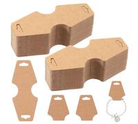 Swpeet 200 biglietti da esposizione in carta kraft spessa scrivibile per collane e bracciali, 11,9 x 5,1 cm, con 2 fori preforati, semplici e robusti, biglietti funzionali per esporre gioielli,