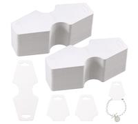 Swpeet 200 cartoncini da esposizione per collane e bracciali, 11,9 x 5,1 cm, bianchi, bianchi, con 2 fori preforati, semplici e robusti, biglietti funzionali per esporre gioielli, orecchini, vendita