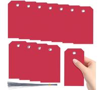 Swpeet 200 etichette rosse in plastica scrivibili impermeabili con foro per occhiello, 12 x 6 cm, kit assortito, etichette da appendere attaccate con occhiello, etichette vuote per etichettare bagagli