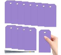 Swpeet 200 etichette viola in plastica scrivibili impermeabili con foro per occhiello, 12 x 6 cm, kit assortito, etichette da appendere, etichette vuote per etichettare bagagli identificazione del