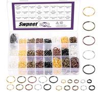Swpeet 2000 anelli colorati in 5 misure 3 mm, 5 mm, 8 mm, 10 mm, 14 mm, piccoli anelli di salto in metallo, anelli di salto a doppio anello chiuso, per portachiavi e creazione di gioielli