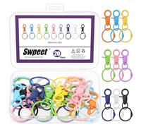 Swpeet 20Pcs Kit Girevoli con Moschettone a Scatto Multicolore e Anelli Portalistino, Ganci per Lanyard, Moschettoni Portachiavi, Ganci a Granchio per Borse Portachiavi Gioielli Lavoretti Fai-da-Te