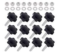 Swpeet 20Pcs Male Thread Metal Clamping Star Knobs Grips Black