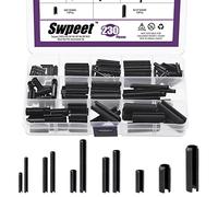 Swpeet 230 pezzi 11 misure M2 M3 M4 M5 M6 M8 M10 Nero Metrico Roll Pin Assortimento Set con Custodia, Molla scanalata Acciaio Nero Tassello Tensione Pin Roll Pin per Miglioramento Casa Riparazione