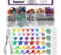 Swpeet 240 set di 9 stili e 5 misure, multicolore, mini fermacampioni in metallo con foro, kit assortito, chiusure in metallo, carta, ottone, fermacampioni pastello, per scrapbooking e abbigliamento
