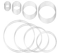 Swpeet 24pcs 8 dimensioni 1.4/2/3/4/5/6/7/8 pollici anelli di argento Macrame anelli assortimento kit, anello Dream Catcher, anello floreale in metallo, corona Macrame per decorazione murale