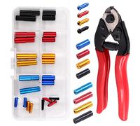 Swpeet 25 pezzi tagliacavi pesanti e estremità del cavo in lega a crimpare punte del cavo del freno con tappi terminali del deragliatore da 4 mm e punte del cavo del freno della bicicletta da 5 mm Kit assortimento per tutti i tipi di biciclette