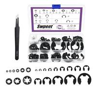 Swpeet 260 dischi di sicurezza in acciaio al carbonio e acciaio al manganese e dentata interna con assortimento di pinzette, molla push on dadi di sicurezza, clip a scatto