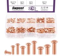 Swpeet 270 pezzi M2 M2.5 M3 testa semicircolare in rame solido rivetti in metallo set di fissaggio rivetti in rame solido rivetti rivetti di fissaggio ideale per applicazioni elettriche cinture,