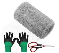 Swpeet 3 Pezzi Da 5 Pollici x 50 FT Di Riempimento a Rete Metallica Con Forbici e Guanti Anti-viti - Rotolo in Acciaio Inox, Tessuto Flessibile per Casette Da Giardino