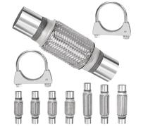 Swpeet 3 pezzi tubo di scarico lungo da 2,2 x 6 pollici con kit massetto di scarico da 2,2 pollici, tubo di scarico doppio intrecciato in acciaio inossidabile di tipo universale