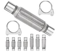 Swpeet 3 tubi di scarico flessibili da 7,9 pollici, con tubo di scarico da 2 pollici, kit di morsetti a U, universale, tipo in acciaio inox, doppia treccia, tubo di scarico flessibile, ideale per