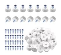 Swpeet 30 cuscinetti rotondi in gomma bianca per mobili, 1,5 x 1,2 x 0,8 cm, con 32 viti M3 x 16 mm, cuscinetti rotondi in gomma bianca antiscivolo per taglieri, mobili, elettrodomestici, elettronica