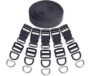 Swpeet 30 fibbie piatte in plastica a rilascio laterale e resistenti, regolabili, Argento, 15 mm