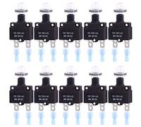 Swpeet 30 interruttori automatici termici da 20 Amp con terminali a connessione rapida e tappi per pulsanti impermeabili, interruttore automatico a pulsante impermeabile 32 V DC 125/250 VAC 50/60 Hz