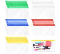 Swpeet 30Pcs 5 Colori 9.1 X 4.7 Pollici Buste in Plastica Poli Cerniera Buste Con Cerniera Kit File Cerniera Cartella Riutilizzabile Chiaro