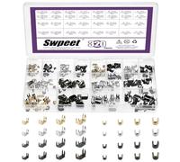 Swpeet 320Pz Kit 4 Colori Fermagli per Cerniere #3#5#8#10, Superiori a Forma di U e Inferiori a Quattro Artigli, Set di Riparazione Fermacerniere, Ricambi per Cerniere di Borse, Cappotti e