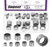 Swpeet 32Pcs 8 Modelli HK0306-HK1210 Kit di cuscinetti a rulli ad ago, Complemento completo disegnato tazza, cuscinetto in gabbia a estremità aperta, cuscinetto a rulli a fila singola in acciaio ST14