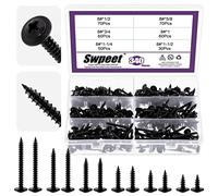 Swpeet 340 pezzi 6 misure #8 x 1/2", 5/8", 3/4", 1-1/4", 1-1/4", 1-1/2" Phillips modificato Truss Head Set di viti per legno in acciaio fosfato nero autopomping