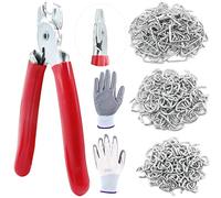 Swpeet 360 anelli di maiale zincati da 1,9 cm, 1,2 cm, 3/8" con morsetto diritto per anelli suini, kit di installazione professionale per ammortizzatori elastici, cordoncini per animali