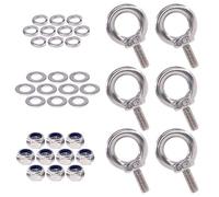 Swpeet 36pcs 304 anello in acciaio INOX M5 filettatura maschio sollevamento Eye Bolt kit, incluso 6pcs M5 10PCS Eye Bolt con dadi di bloccaggio, pezzi con rondelle e 10PCS piatto rondelle