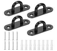 Swpeet 4 ganci M8 304 in acciaio inox nero ovale con viti e tasselli in plastica, kit assortito, ganci per hardware marino gancio a U per fissaggio