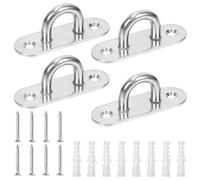 Swpeet 4 ganci ovali M8 304 in acciaio inox color argento, con viti e ancoraggi in plastica, set di ganci hardware marino, per fissare l'appendere