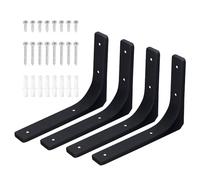 Swpeet 4 Pack 8 "L x 6" H Staffa della mensola della parete del ferro, Staffa di supporto della mensola resistente, Staffa della mensola galleggiante, Kit di supporto dell'angolo decorativo L Staffa