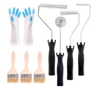 Swpeet 4 strumenti a rullo in fibra di vetro e 1 pennello per dettagli con 1 paio di guanti, kit di rulli per laminazione in fibra di vetro per vasca da bagno in resina in fibra di vetro